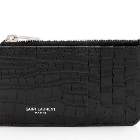 Saint Laurent Black Crocodile-Embossed Wallet